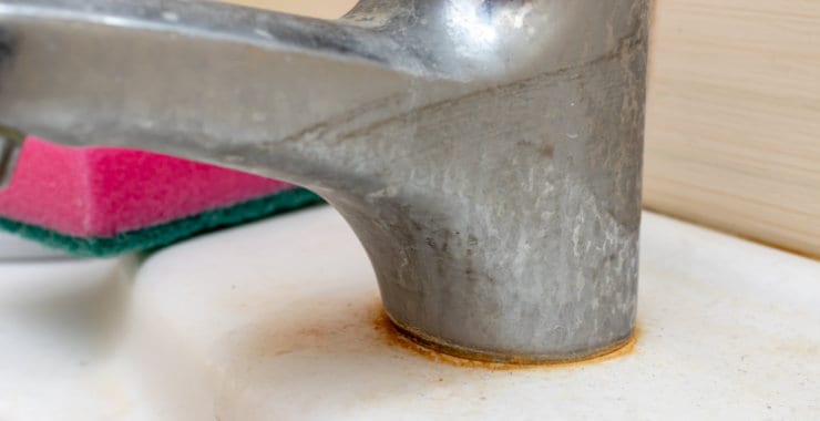 hard water stains on faucet